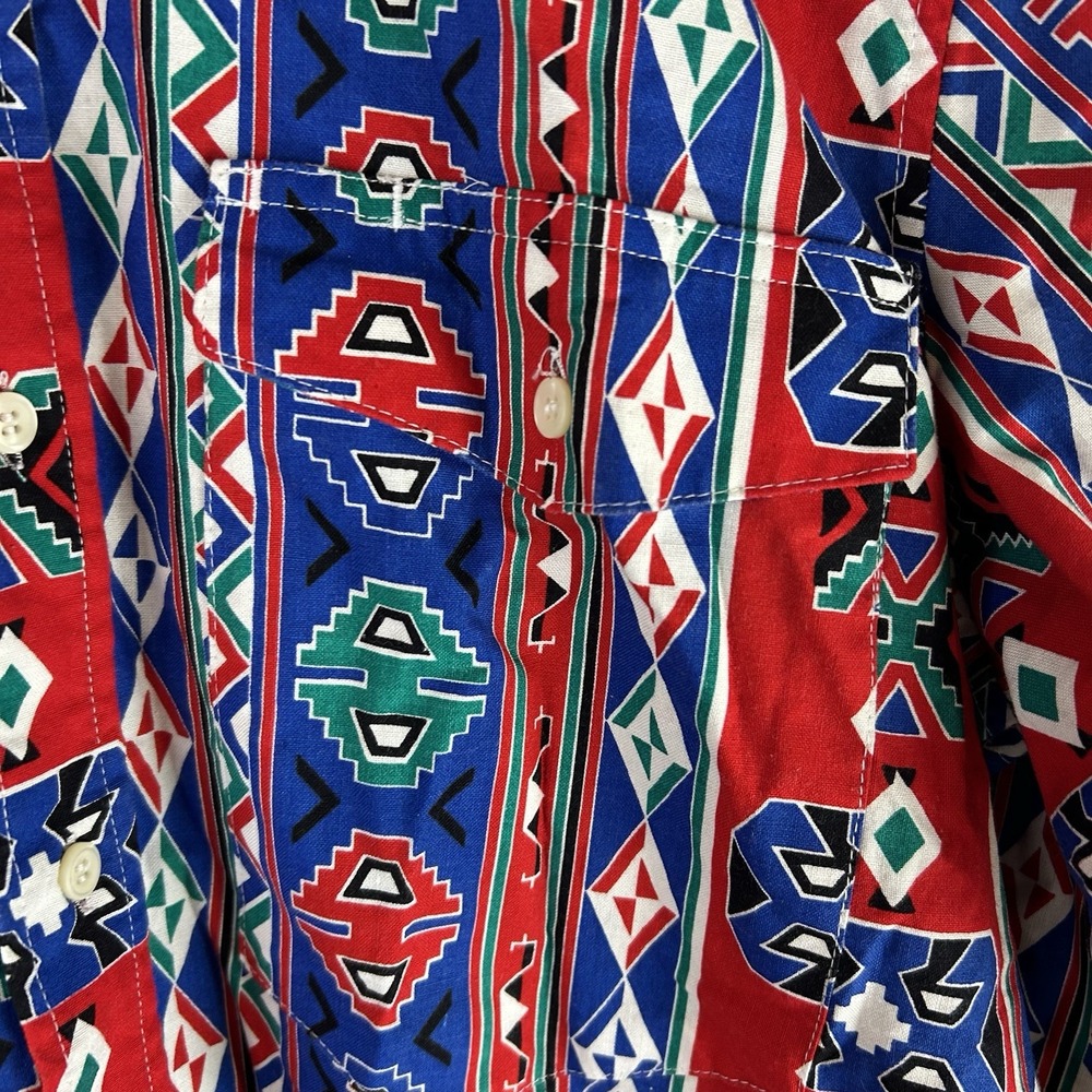 Frontier Series Southwestern Shirt Mens Medium Aztec Print Western Colorful - Picture 6 of 11